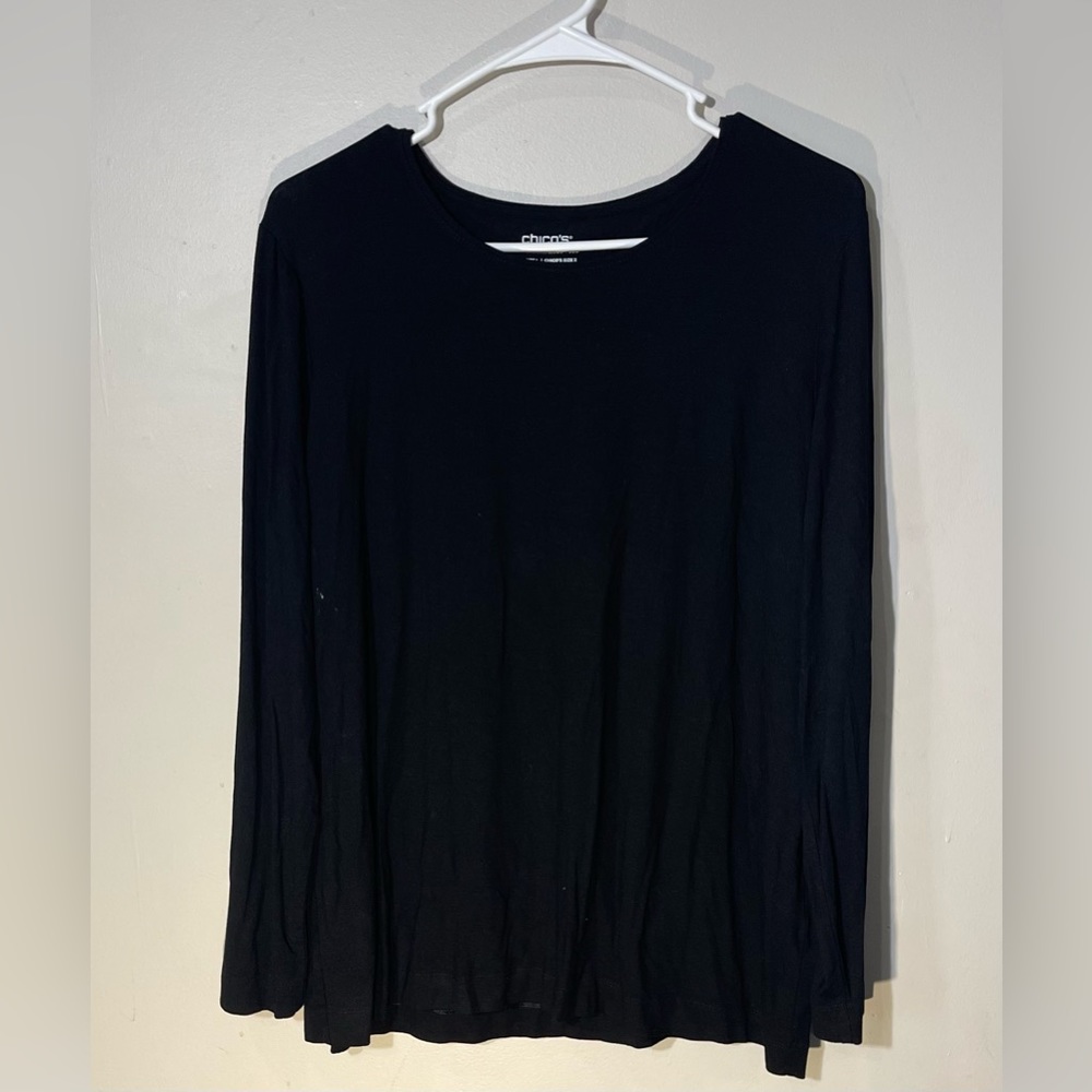 Chicos Womans Black Long Sleeve top Size L